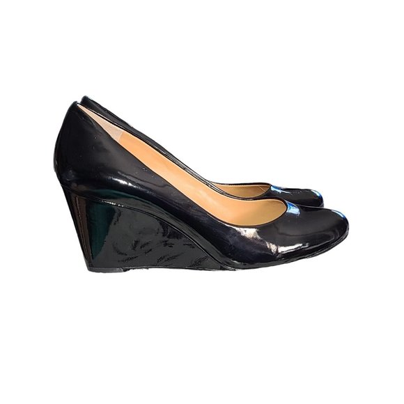 J.Crew Factory Sylvia Faux Patent Leather Wedges Heels # 95993 Womens Sz 9   sb3 - Picture 1 of 11